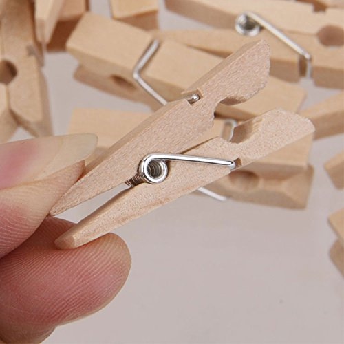 Craft Decore 100 Pcs Mini DIY Wooden Clothespin Photo Paper Pegs Clothespin Cards Craft Clips