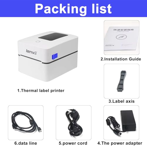 LENVII 2/3/4 Inch Bluetooth Thermal Label Printers | Shipping Labels Printer | 152mm/s High-Speed 203DPI USB Barcode Printer Compatible with Aramex/Noon/Emirates Post | Windows/Mac/Dubai Mall Kiosks