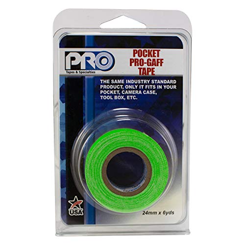 Pro Tapes - 306GB16MFLGRN1 Pocket Gaff Tape 1 inch (24mm) x 6 Yards Length Fluorescent Green Matte. Pocket Size Gaffers Tape. Made in The USA. Holds Tight, Easy to Remove.