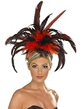 Burlesque Costume Feather Headband Adult: Red & Black