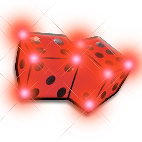 Light Up Dice Flashing Blinking LED Body Light Lapel Pins (5-Pack)