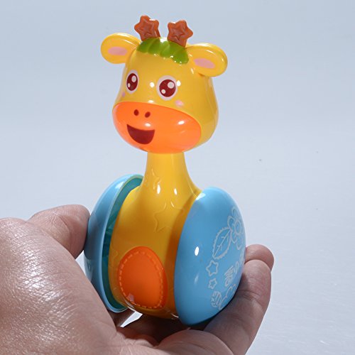 BeesClover Cartoon Giraffe Tumbler Doll Roly-Poly Baby Toys Cute Rattles Ring Bell Newborns 3-12 Month Early Educational Toy Multicolor - Thumbnail 5