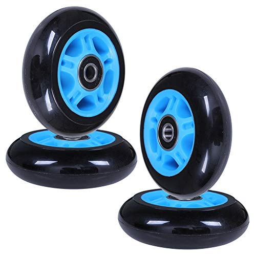 AOWISH 8-Pack 80mm Inline Skate Wheels 85A Inline Skates Replacement Wheel with Bearings ABEC-9 (Blue Hub Black Wheel) - Thumbnail 3