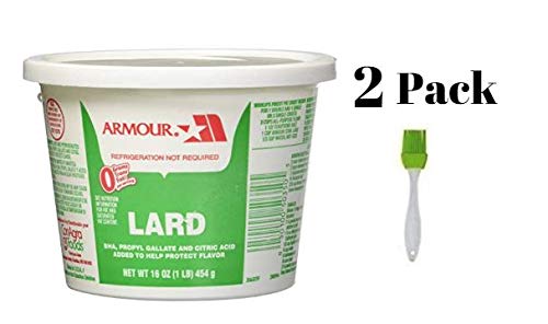 Armour Lard Star Tubs 16 oz (Pack of 2) Bundle with PrimeTime Direct Silicone Basting Brush in a PTD Sealed Bag