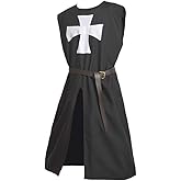 BLESSUME Knight Tunic Black Medieval Templar Knight Surcoat Tabard