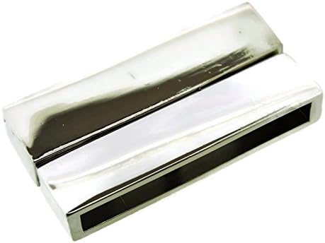 Magnetic Clasp for Leather / Braids Rectangle 37x19x7mm (2 Sets) - Hole Size: 34mm x 4mm (Silver Tone)