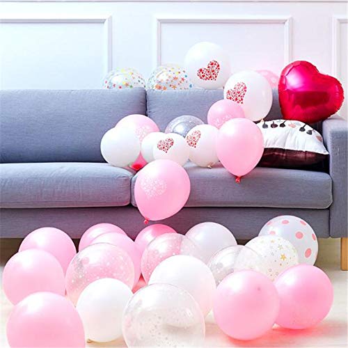 100pcs 12inch Pink and Star Printed Latex Balloon for Birthday Party Decoration Baby Shower Supplies Wedding Ceremony Balloon Anniversary Decorations Arch Balloon Tower - Thumbnail 2