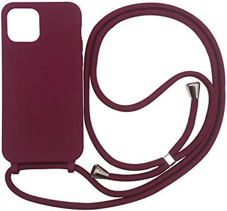 Cute&Chic IPhone Crossbody Necklace Strap Lanyard Cord Phone Case (Red Wine, iphone 11 Pro)