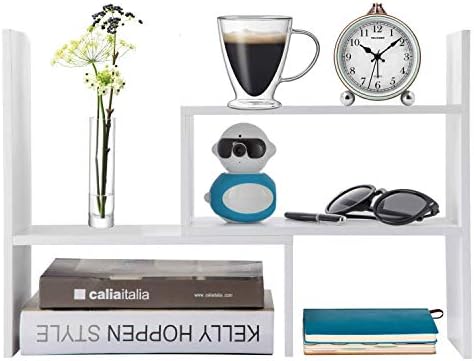 Amazon Com Home Neat Wood Adjustable Desktop Storage Organizer Display Shelf Rack Office Supplies Desk Organizer Black Black Furniture Decor
