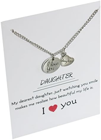 I Love you Daughter silver toned Two-Piece Pendant Gift Card Necklace 18 Inch