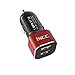 iXCC 24W/4.8A 2 Port Car Charger, Fast Car Charger Adapter for iPhone 8s 7s 6s Plus, USB Car Charging Ports for Galaxy S8+ S7 S6 Edge, iPad Pro Air mini, Note 5, LG, Nexus and More - Black/Red 2 Pack