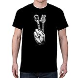 Men's GUITAR/PEACE HAND Black T-shirt