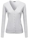 Basic Solid V Neck Sweater Cardigans White Size S