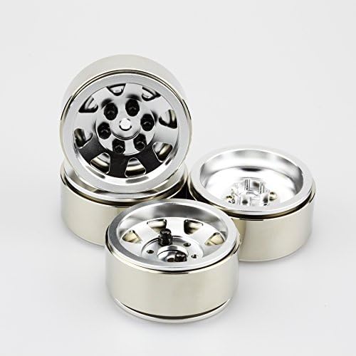 4PC ALIENTAC Silver 8-Spoke 1.9" Alloy Beadlock Wheel Rim Set for 1/10 RC Crawler