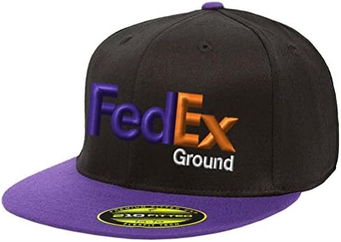Caprobot iD FedEx Ground Purple Orange Snapback Hat Yupoong Flexfit Classic Fitted Baseball Cap -Black Purple Visor SM