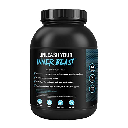 Elevate Nutrition Plant Based Vegan Performance Protein, 26 Servings, Low Carb, NO Sugar, High Protein, High BCAAs, High Glutamine, GMO-Free, Dairy and Soy Free, NO Artificial (Chocolate Brownie)