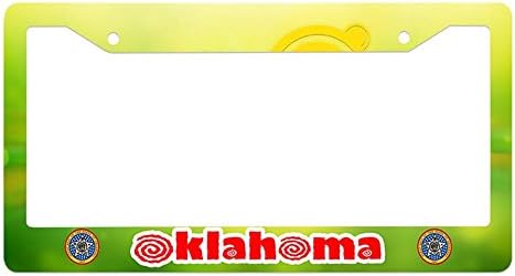Nuoyizo Oklahoma License Plate Frame Slim Car Tag Frame Plastic License Plate Cover With Two Holes And Two Chrome Screw Caps