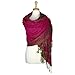 PASKMLNA Women's Double Layered Border Pattern Reversible Pashmina Shawl Scarf Wrap Stole (003-26 Hot Pink)