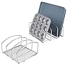 mDesign-Set-of-2-Kitchen-Bakeware-Organiser-Chrome-Plated-Metal-Baking-Tray-Rack-and-Cutting-Board-Holder-Ideal-Kitchen-Storage-Solution-Silver mDesign Set of 2 Kitchen Bakeware Organiser - Chrome Plated Metal Baking Tray Rack and Cutting Board Holder - Ideal…