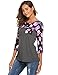 Sherosa Women's Floral Print 3 4 Sleeve Pocket T-Shirt Casual Blouse Tops