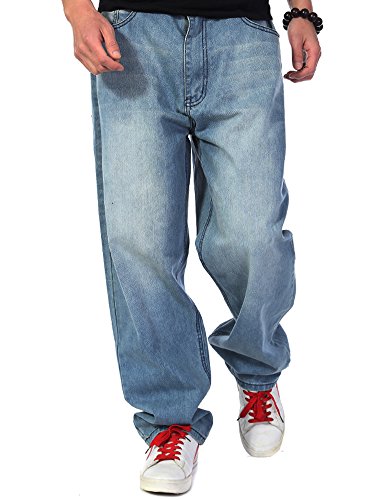 Men s jeans relaxed-fit big & tall loose pants simple light w…