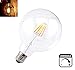 Bonlux 8W G125 LED Globe Light Bulbs, E26 Large Globe Dimmable Filament Bulb Warm White 2700K, Vintage LED Edison Bulbs 60W Equivalent Round Replacement Bulbs, Clear Glass Globe Bulb 800LM, 1 Pack