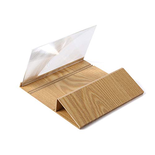 NXKang 3D Phone Screen Magnifier Stereoscopic Amplifying 12 Inch Desktop Wood Bracket for All Smart Phones Gold Optional