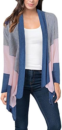 Ourfashion Women's Long Sleeve Open Front Cardigan Lightweight Sweaters Blue