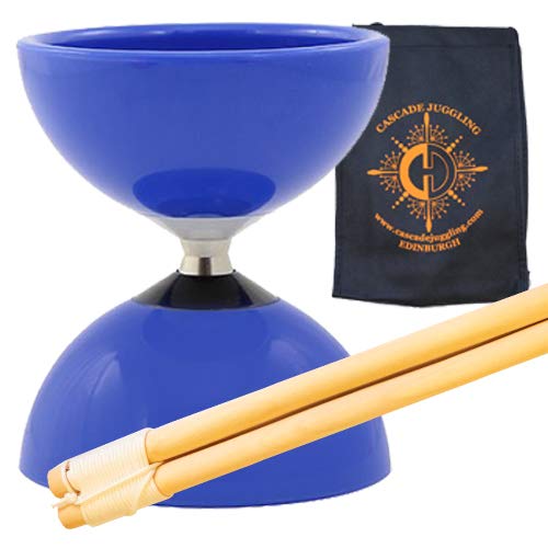 Carousel Bearing Diabolo Set - Kids, Fast Bearing Diablo with Wood Sticks, Pro String and Juggling Bag (Blue)