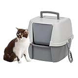 IRIS USA Jumbo Hooded Cat Litter Box with Litter