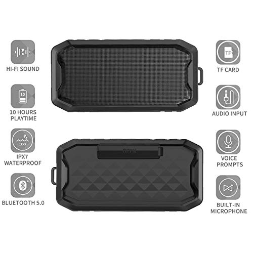 Bluetooth Speaker, KKUYI Portable wireless speaker, Loud Stereo Sound, 1200mAh Battery, IPX7 Waterproof Speaker for Home, Office, Party, Beach, Shower