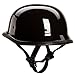 Low Profile Novelty German Chopper Half Helmet Skull Cap Gloss Black (L)