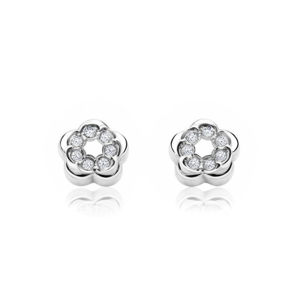 9ct White Gold flower Children's Earrings