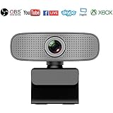 Webcam HD 1080P Stream Webcam Built-in Dual Microphones Computer Camera Compatible with Xbox OBS Twitch Skype YouTube XSplit, Compatible for Mac OS Windows 10/8/7
