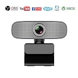 Webcam Streaming YouTube OBS Twitch Compatible Skype Webcam Full HD 1080P PC Camera Built-in Dual Microphones Computer Camera Compatible for Mac Windows 10/8/7