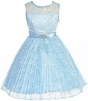 JM DREAMLINELovely Tulle Pleated Lace Flower Girl Dress