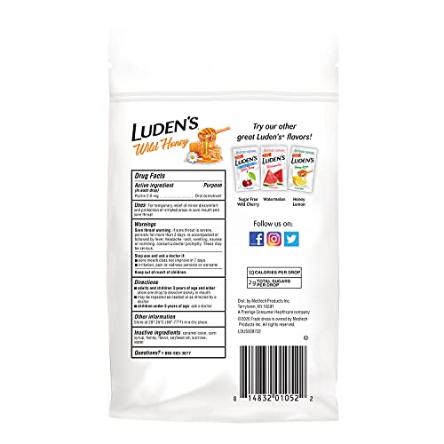 Luden's Deliciously Soothing Throat Drops, Wild Honey, 30 Count
