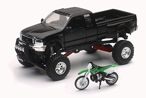 NewRay New Ray 1:32 Xtreme Off-Road-Ford F350 Super Duty (Black) with Kawasaki KX 250 Diecast Vehicle