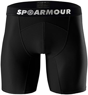 Spoarmour Men's Breathable Quick Dry Mesh Sport Six-Inch Boxer Brief , Black , Medium