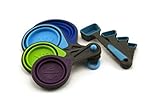 Collapsible Measuring Cups and Measuring Spoons - Portable Food Grade Silicone for Liquid & Dry Measuring