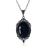 MIFYNN Gothic Stardust Crystal Cameo Necklace Red Purple Crystal Pendant Necklace Vintage Satan Demon Halloween Jewelry for Women