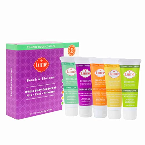 Lume Natural Deodorant 5 Pack Sampler Deodorant for Armpits and
