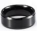 8mm Noble Black Brush Titanium Ring with Polished Step Edges and Matte Center Comfort Fit Wedding Bands for Women/Men, Christmas Gift for Boyfriend/Girl Friend/Children, Couple Matching Wide Rings with Grooves, Tail Ring Thumb Ring (10)