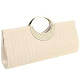 Fashion Road Womens Luxury Evening Wedding Party Purse Clutch Rhinestone Satin Pleated Handbag Wallet