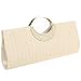 Fashion Road Womens Luxury Evening Wedding Party Purse Clutch Rhinestone Satin Pleated Handbag Wallet Apricot