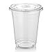 Green Direct 16 oz. Disposable Plastic Clear Cups With Flat Lids for Cold Drink / Bubble Boba / Iced Coffee / Tea / Smoothie Pack of 100