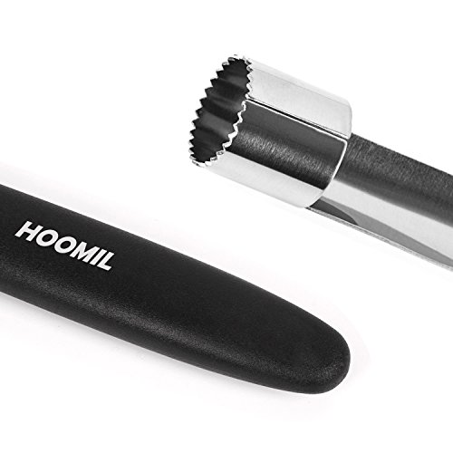 HOOMIL Apple Corer Premium Stainless Steel Apple Pear Corer Remover Tool for Home Kitchen with Rubber Handle - 2 PACK (Black)
