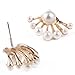 1Pair Women Lovely Crystal Earrings Pearl Ear Stud Front and Back Earbob
