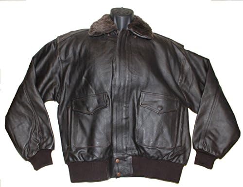 Flight Tech Inc Men's A2 Leather Fur Collar Flight Jacket Airforce Us Pilots Crew