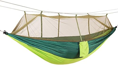 SunnyRoyal Camping Hammock with Mosquito Net Lightweight Parachute Nylon Portable Double Hammock for Hiking Backpacking Backyard Outdoor Jungle with 440 lbs Load Capacity(102"×55")(Green)